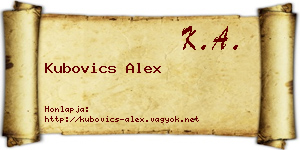Kubovics Alex névjegykártya