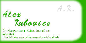 alex kubovics business card